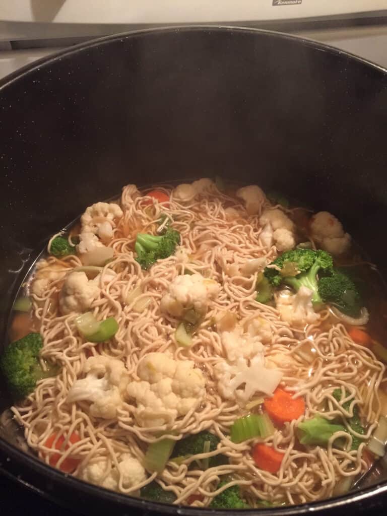 Pho bubbling on the stovetop