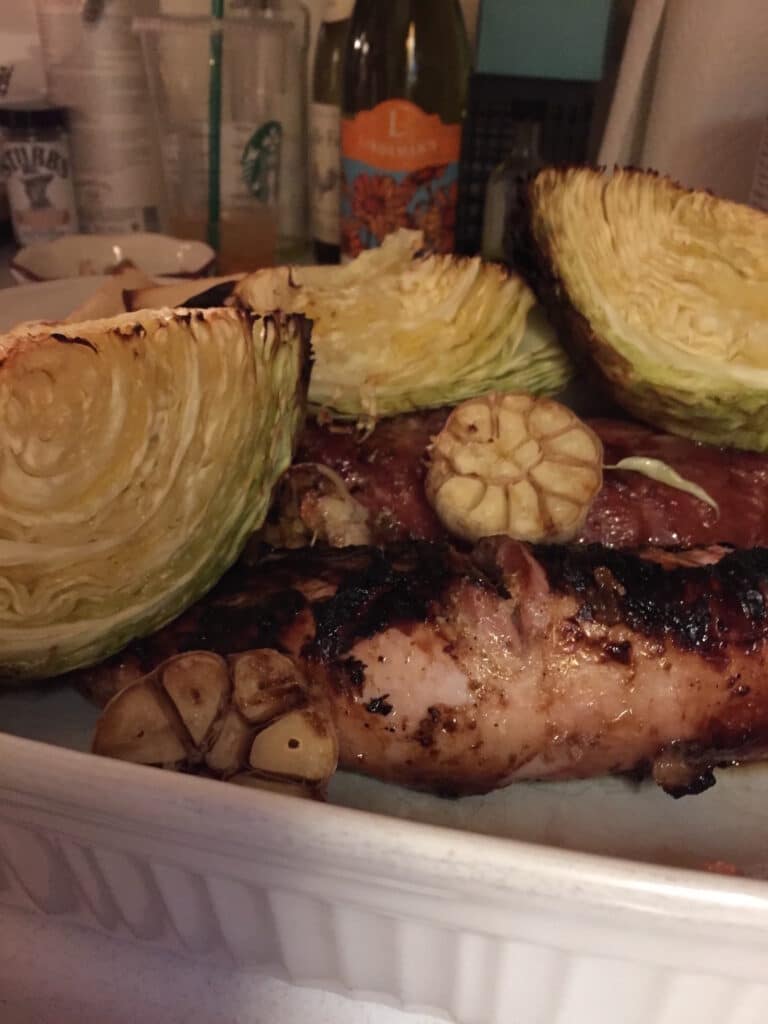 Pork and Cabbage Just Off the Grill