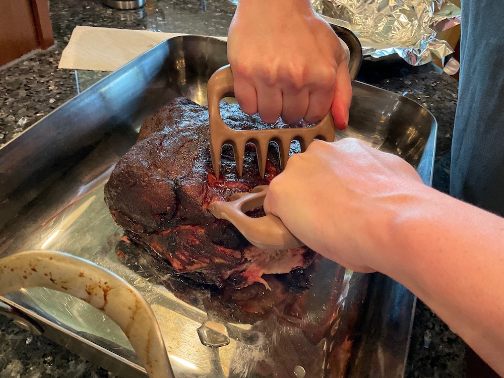 Shredding the Pulled Pork with Ultra-Handy Bear Claws